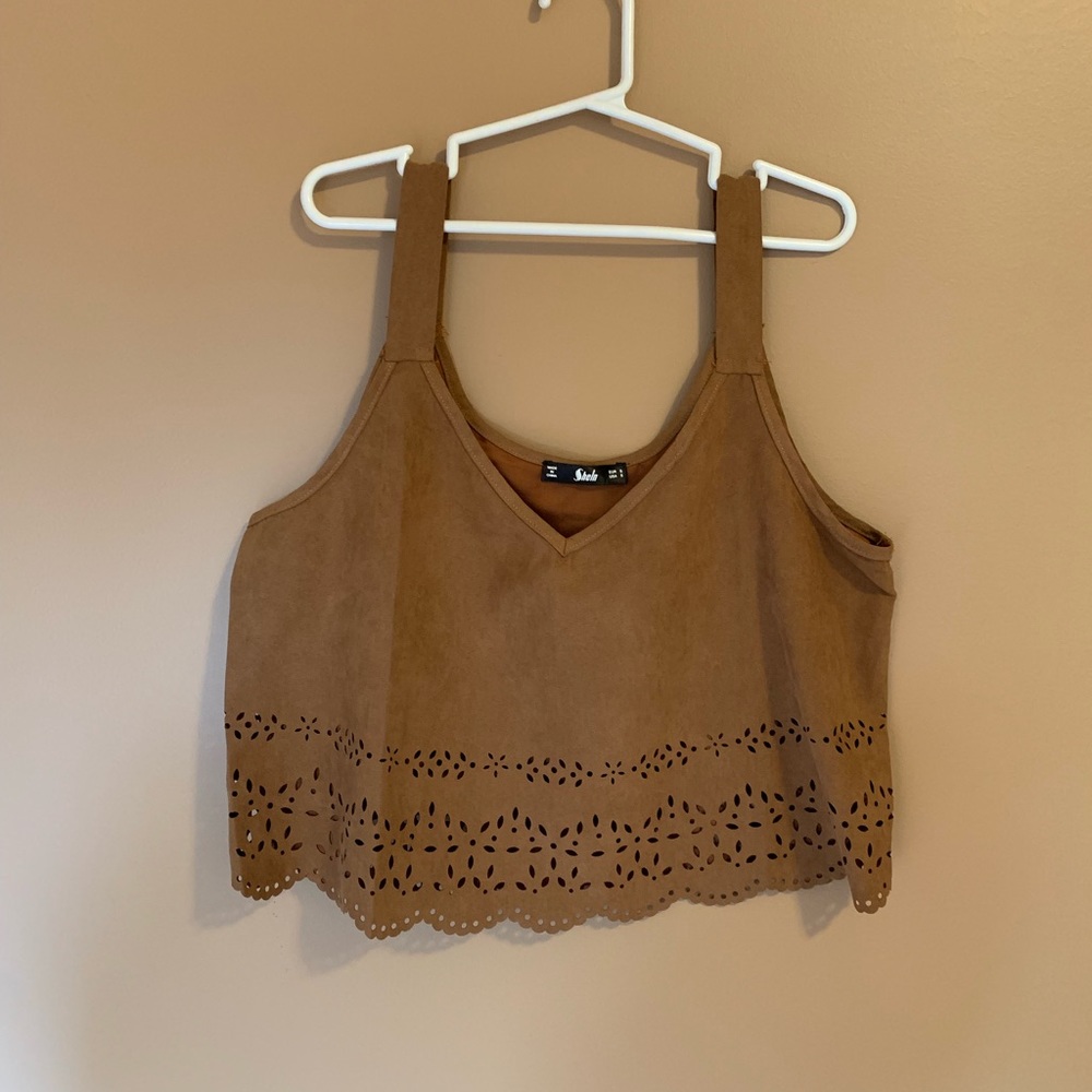 Brown suede crop top